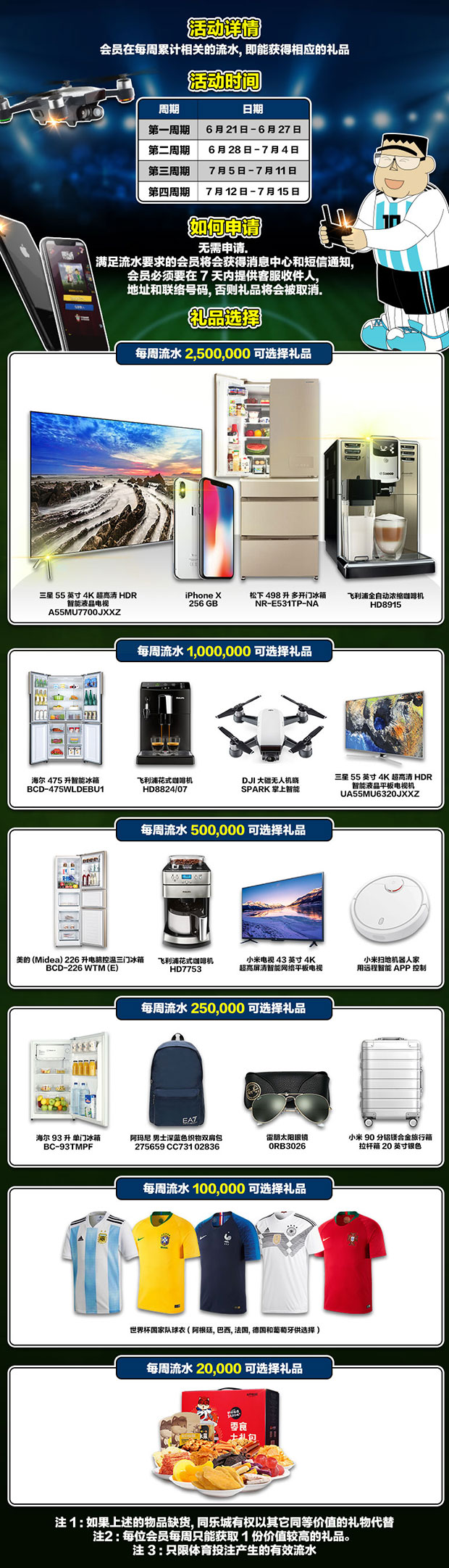 同乐城周周拼流水 周周领礼品 一起欢庆世界杯