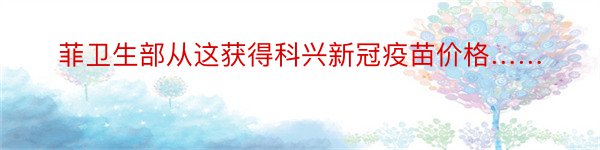 菲卫生部从这获得科兴新冠疫苗价格……