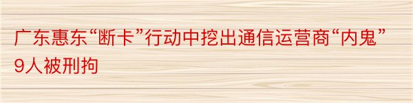 广东惠东“断卡”行动中挖出通信运营商“内鬼”9人被刑拘