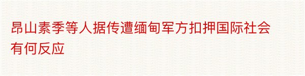 昂山素季等人据传遭缅甸军方扣押国际社会有何反应