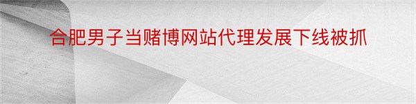 合肥男子当赌博网站代理发展下线被抓