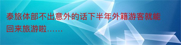 泰旅体部不出意外的话下半年外籍游客就能回来旅游啦……