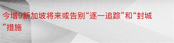 今增9新加坡将来或告别“逐一追踪”和“封城”措施